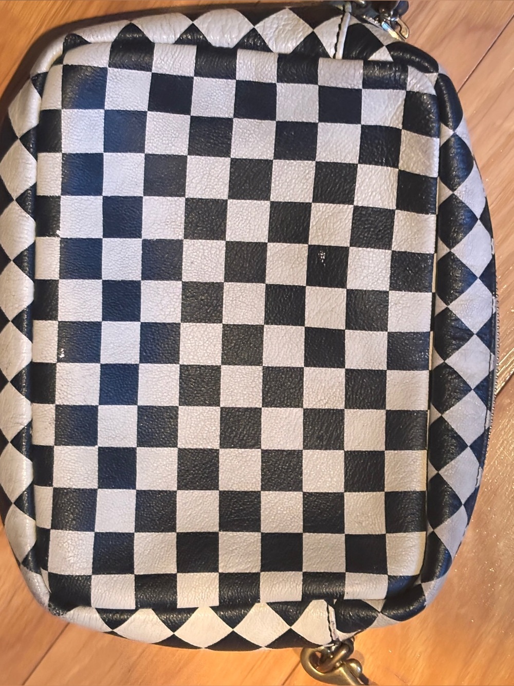 Clare V. Black & White Checker Leather Crossbody Bag - Picture 7 of 12